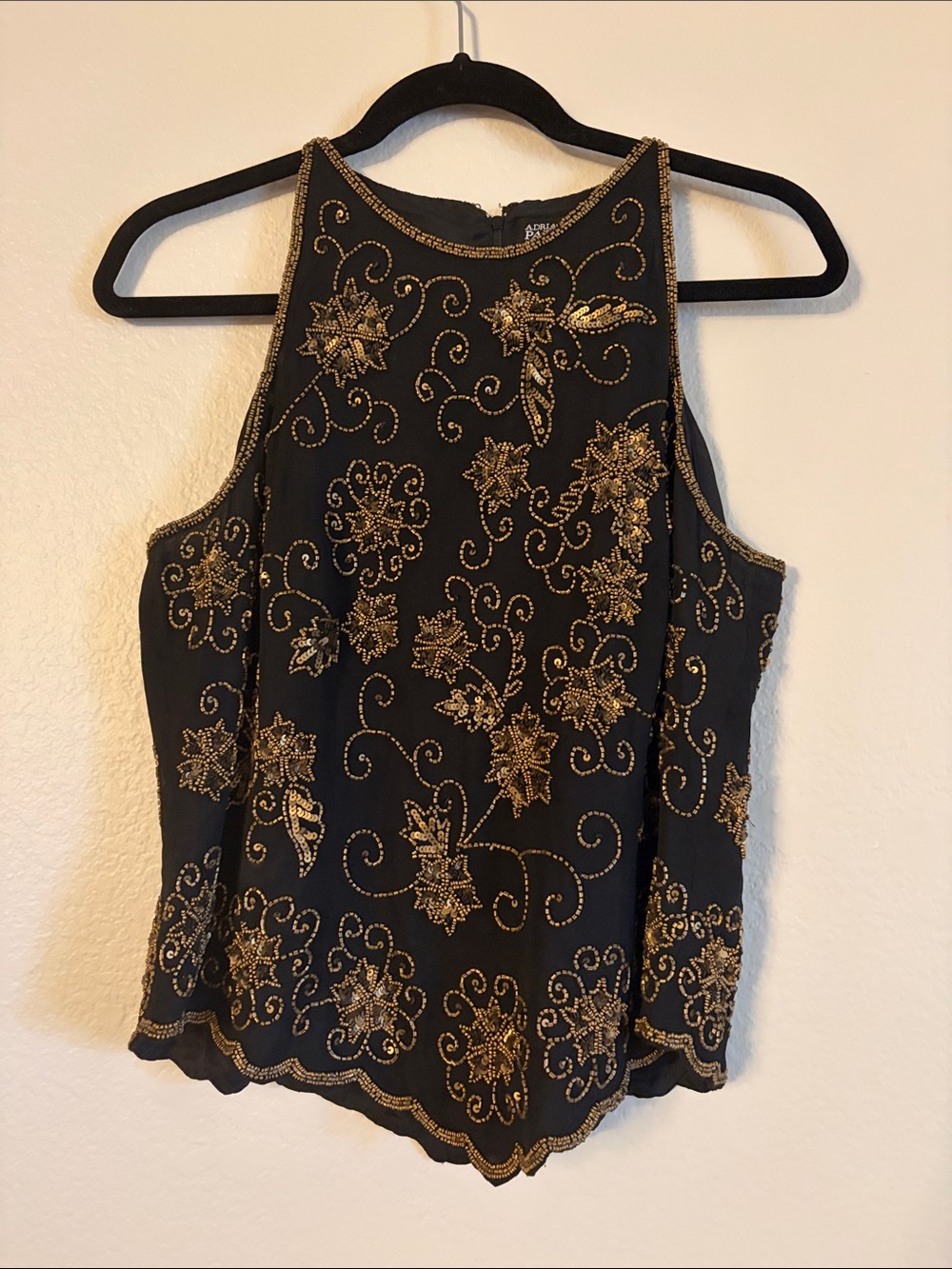 Adrianna Papell Beaded Black Top